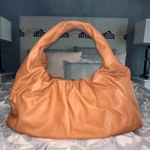 NWT Bottega Veneta Maxi Shoulder Pouch Bag Clay/Gold